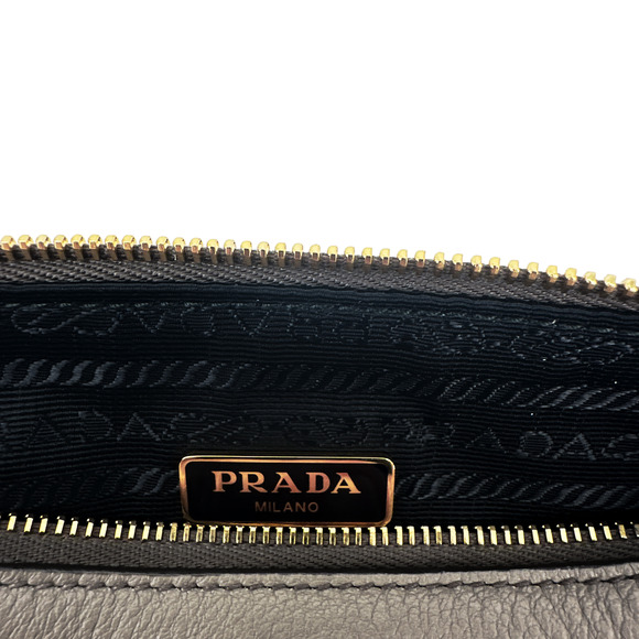 PRADA Vitello Daino Leather Cosmetic Pouch in Argilla - Picture 14 of 16